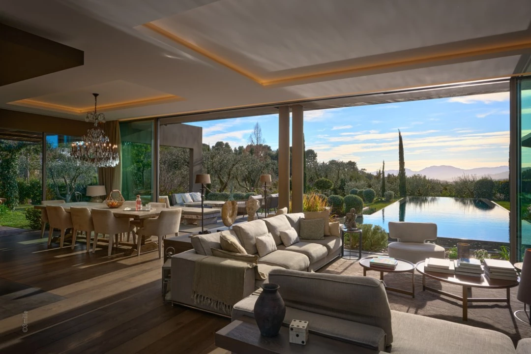 Luxury Real estate to rent Mougin Villa Valse pool view living room